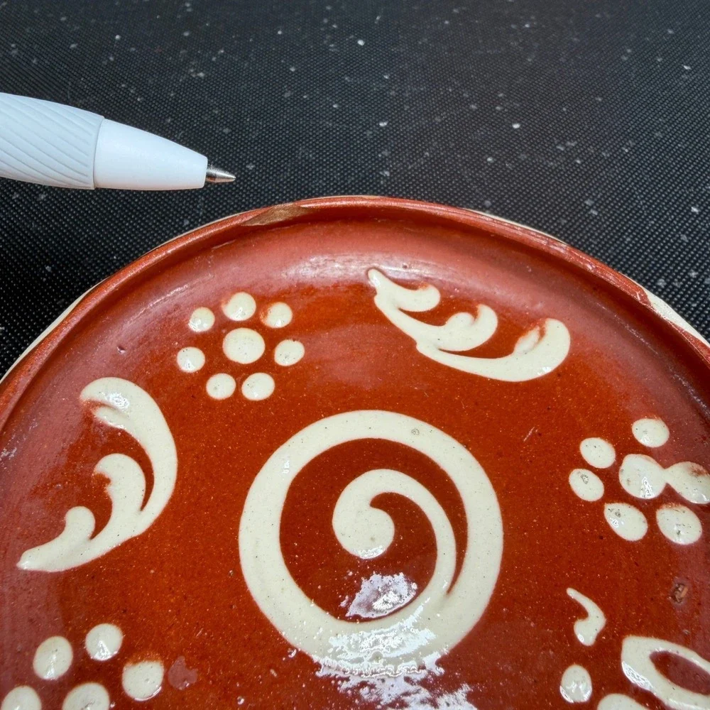 Hoganas‎ Keramik Redware Pottery Dish Hultsjo Swedish Folk Art Spiral 4 Inch